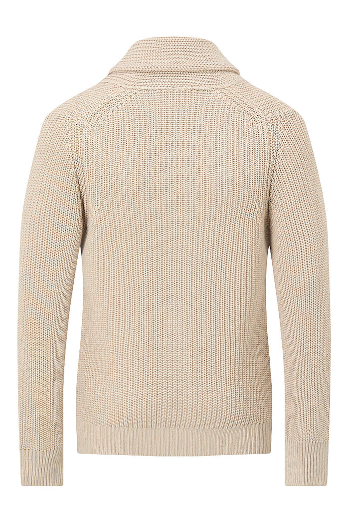 Cream Cotton Shawl Collar Cardigan