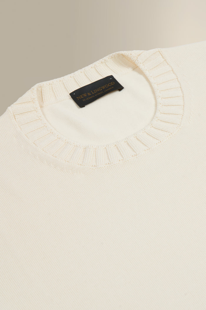 Cream Crew Neck Short Sleeve Knitted T-Shirt