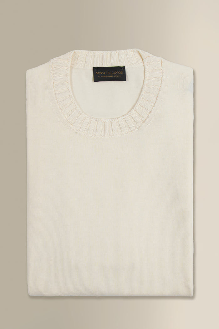 Cream Crew Neck Short Sleeve Knitted T-Shirt