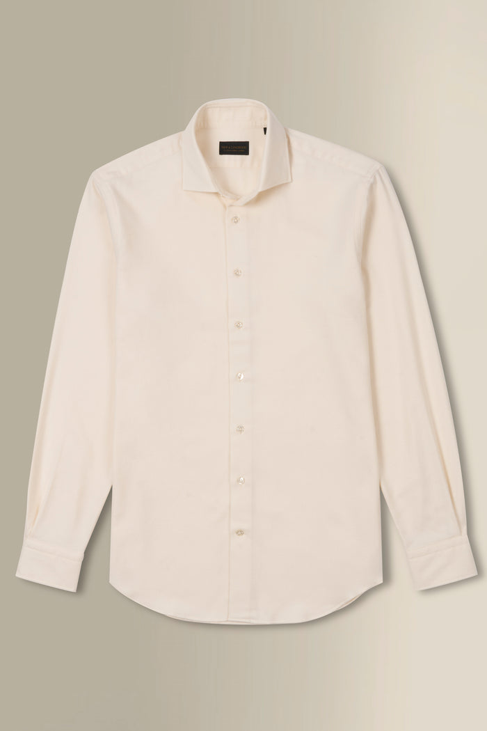 Cream Cutaway Collar Standard Fit Flannel Shirt