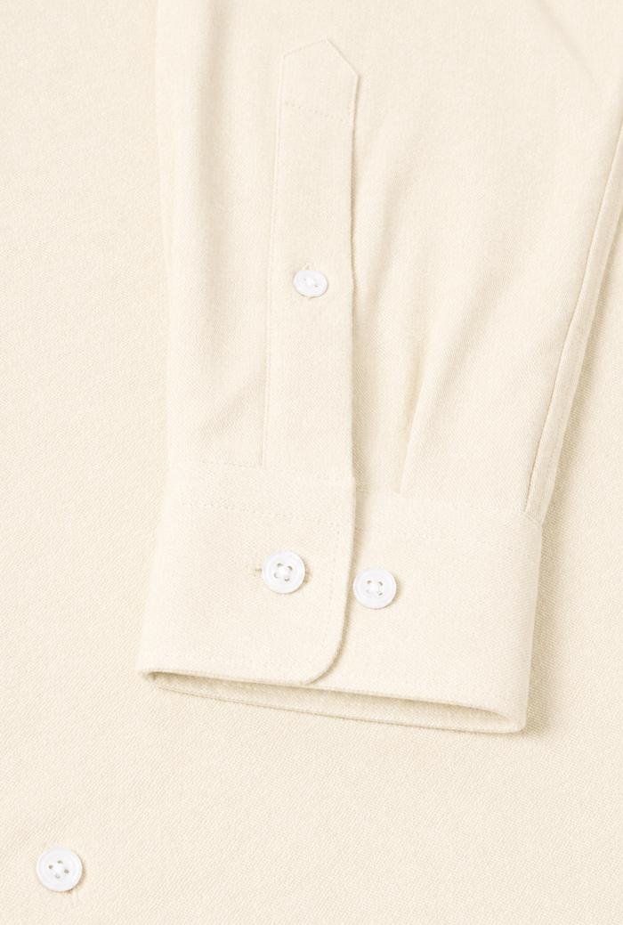 Cream Cutaway Collar Standard Fit Flannel Shirt