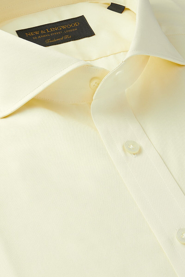 Cream Cutaway Collar Tailored Fit Single Cuff Poplin Shirt