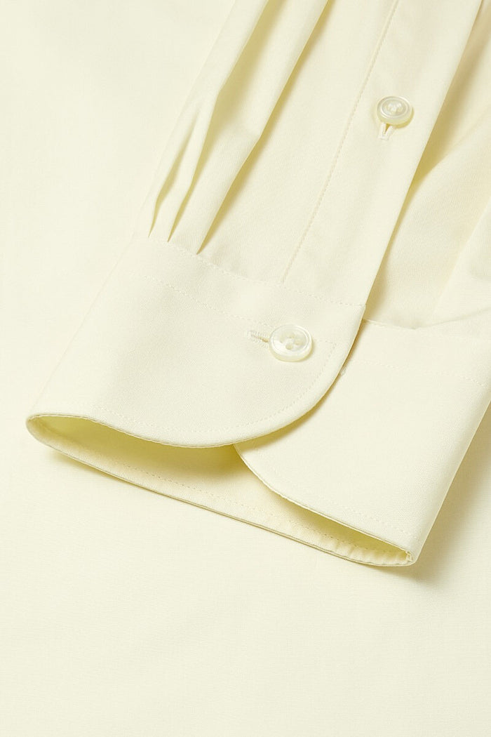 Cream Cutaway Collar Tailored Fit Single Cuff Poplin Shirt