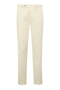 Cream Flat Front Garment Dyed Trousers