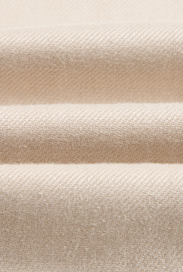 Cream Flat Front Linen Twill Trousers