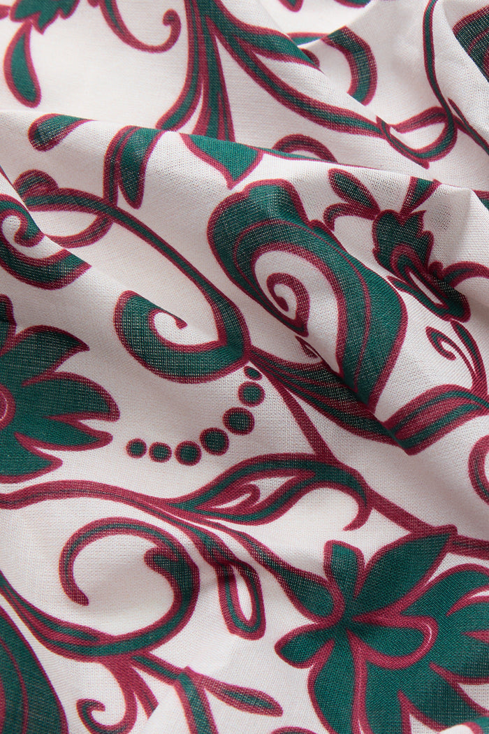 Cream Floral Print Cotton Bandana