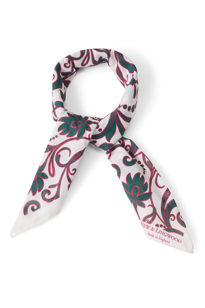 Cream Floral Print Cotton Bandana
