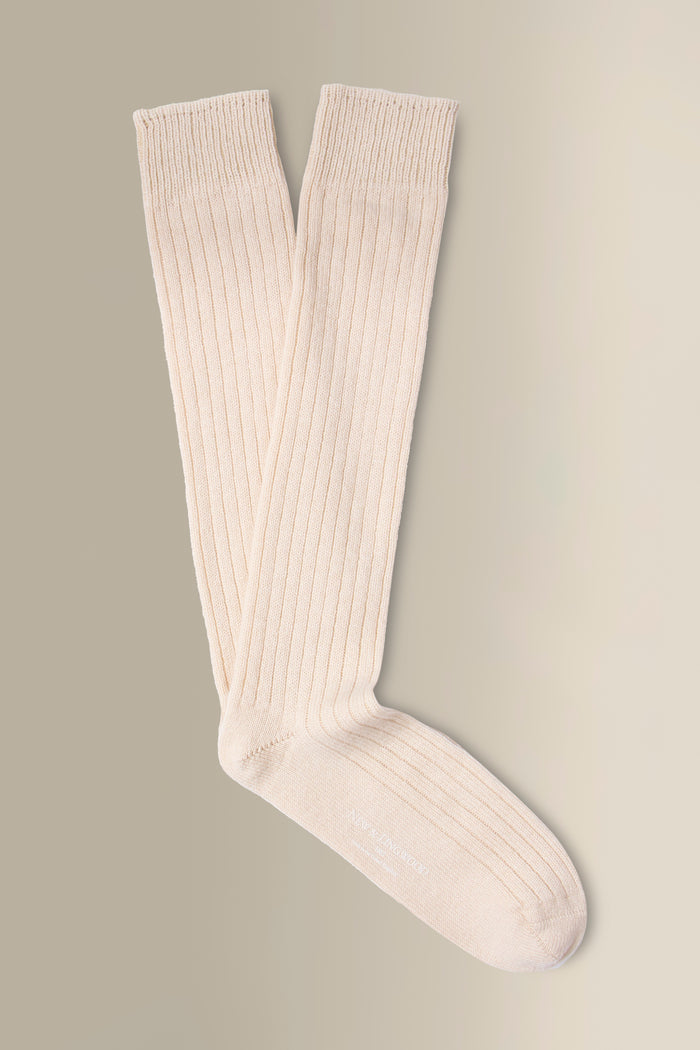 Cream Long Heavyweight Cashmere Lounge Socks