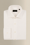 Cream Long Sleeve Pique Cotton Popover Shirt