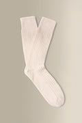 Cream Mid Calf Heavyweight Cashmere Lounge Socks