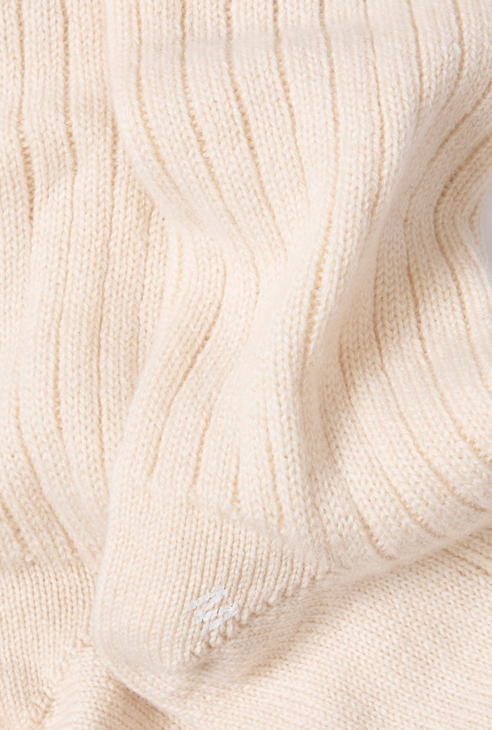 Cream Mid Calf Heavyweight Cashmere Lounge Socks