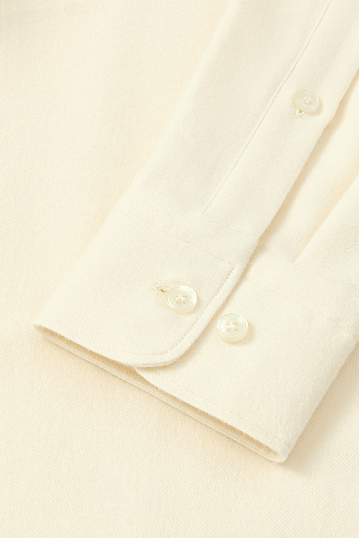 Cream One Piece Collar Standard Fit Flannel Shirt