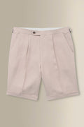 Cream Single Pleat Linen Twill Shorts