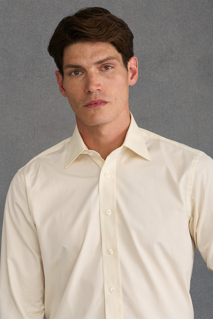 Cream St James' Collar Classic Fit Double Cuff Poplin Shirt