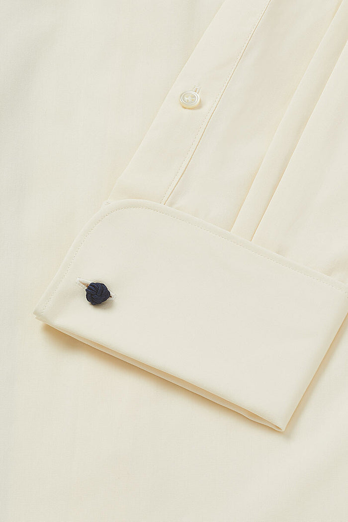 Cream St James' Collar Classic Fit Double Cuff Poplin Shirt