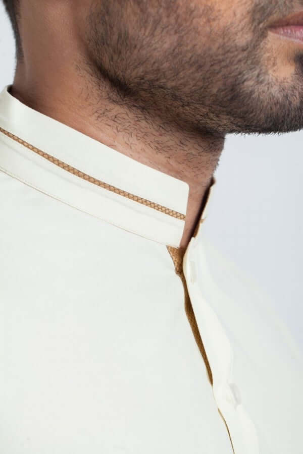 Cream White Cotton Shalwar Kameez