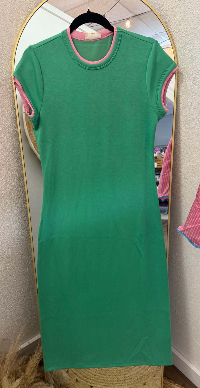 Cuffed Color Sleeve Midi