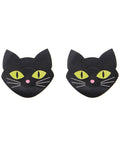 Curvy Cat Shaped Shine In The Dark Nipple Covers - Black