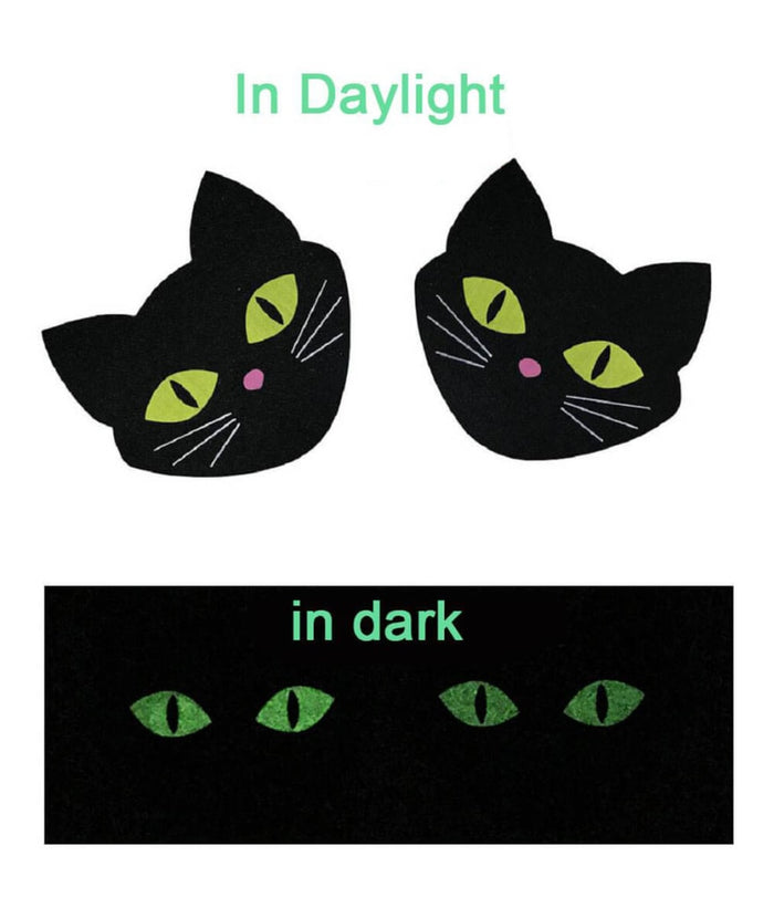 Curvy Cat Shaped Shine In The Dark Nipple Covers - Black