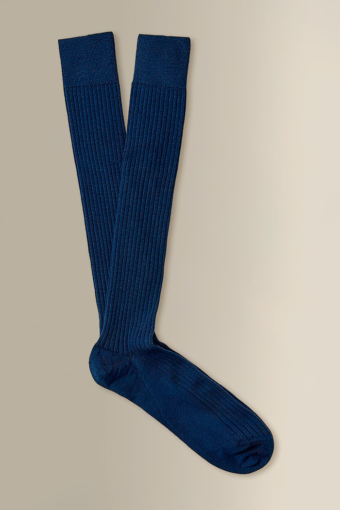 Dark Blue Long Lightweight Wool Socks
