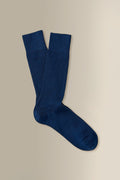 Dark Blue Mid Calf Lightweight Wool Socks