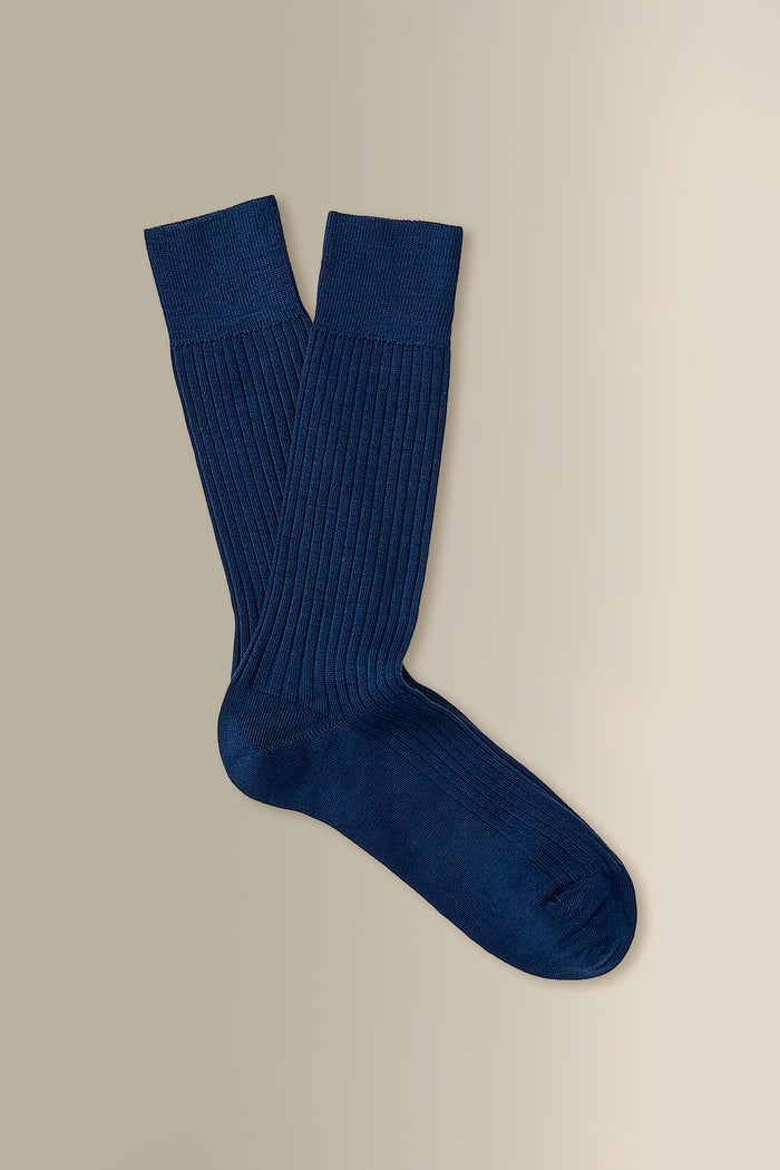 Dark Blue Mid Calf Lightweight Wool Socks
