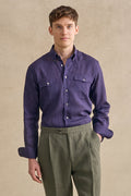 Dark Blue Two-Pocket Standard Fit Shirt