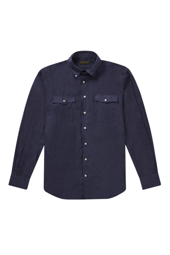 Dark Blue Two-Pocket Standard Fit Shirt