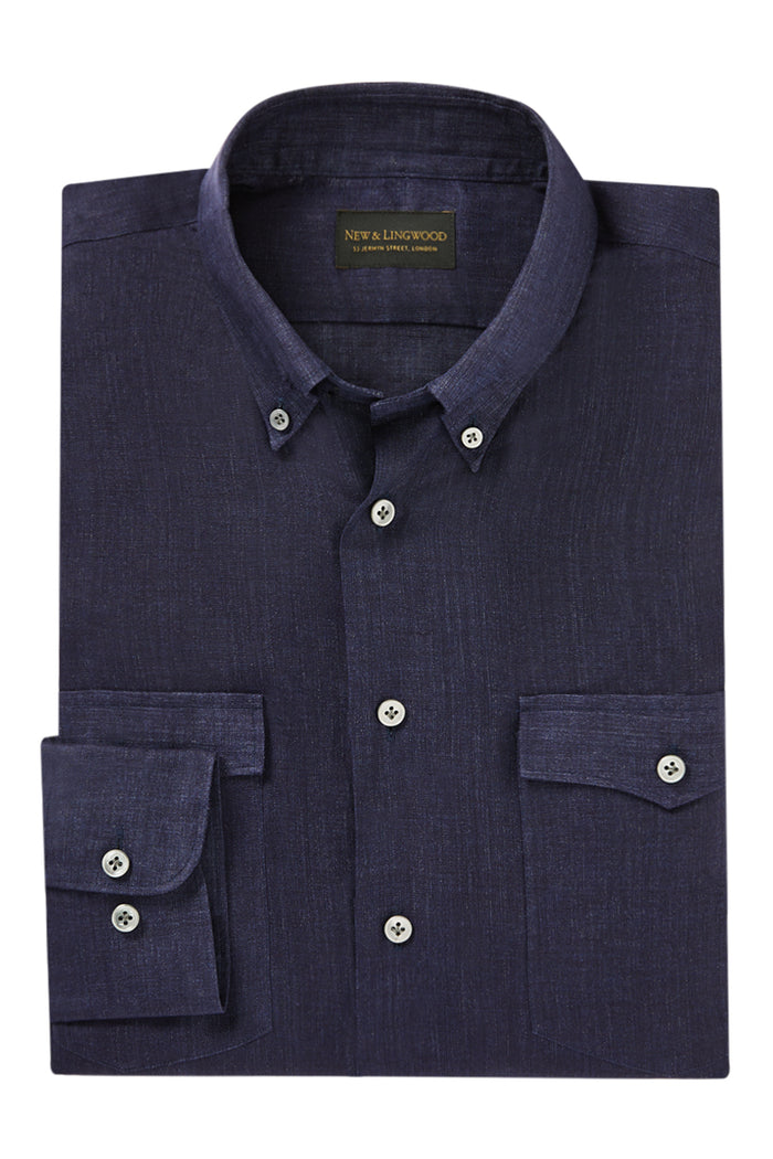 Dark Blue Two-Pocket Standard Fit Shirt