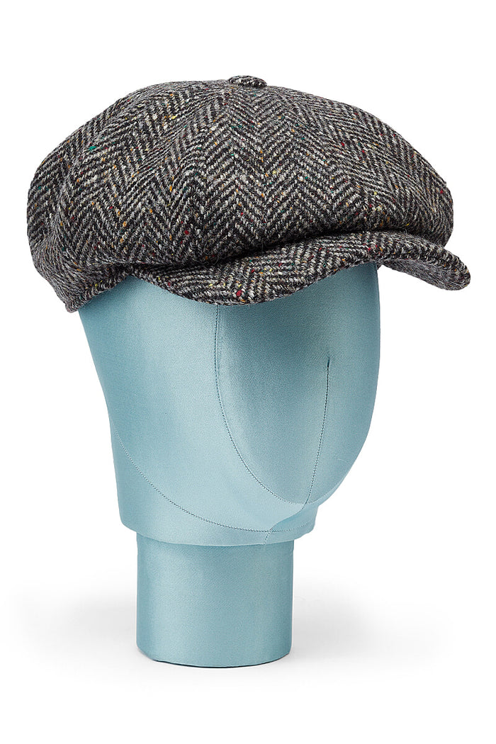 Dark Grey Herringbone Newsboy Cap
