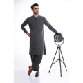 Dark Grey Textured Mens Shalwar Kameez