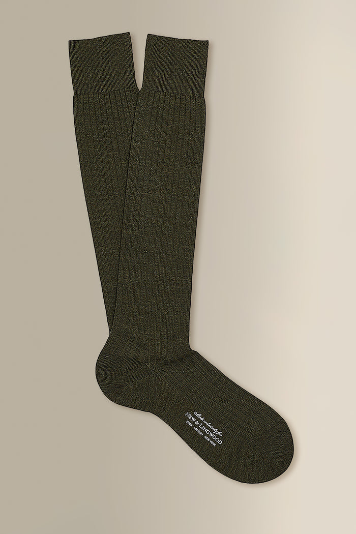Dark Olive Long Lightweight Wool Socks
