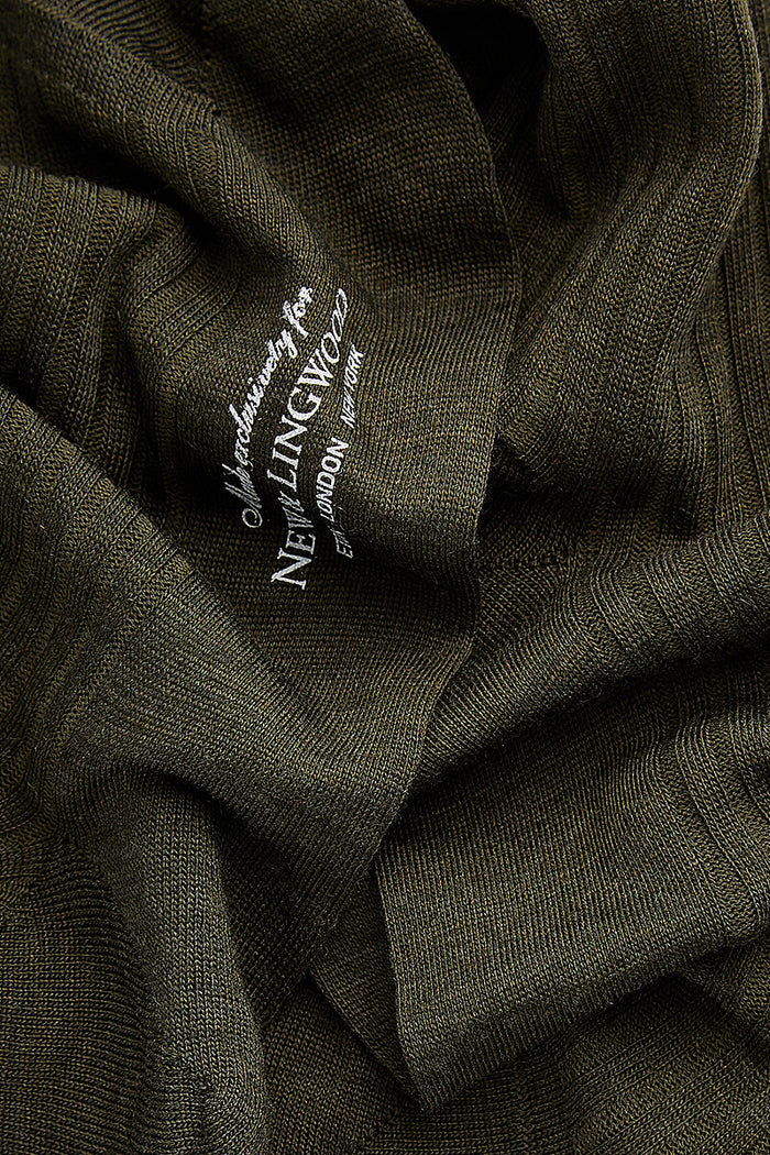 Dark Olive Long Lightweight Wool Socks