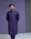 Dark Purple motif spread embroidered Kurta pyjama