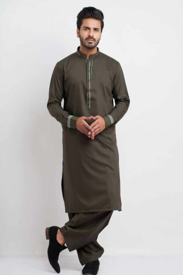 Deep Olive Green Shalwar Kameez AI-SHKZ-00148