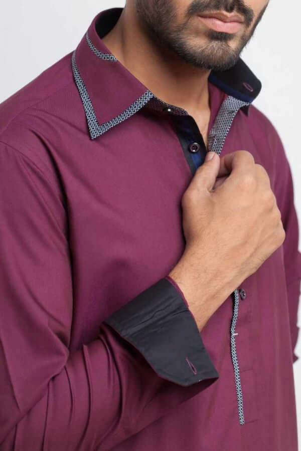 Deep Purple Cotton Blend Shalwar Kameez AI-SHKZ-00143