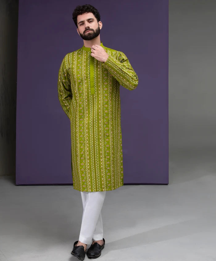 Dhanak - Parrot Green & Gold