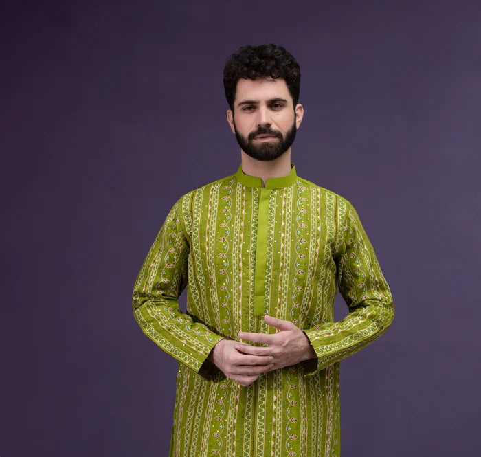 Dhanak - Parrot Green & Gold