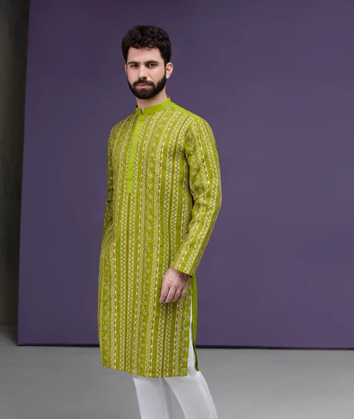Dhanak - Parrot Green & Gold