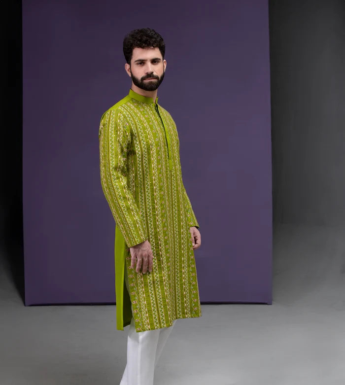 Dhanak - Parrot Green & Gold