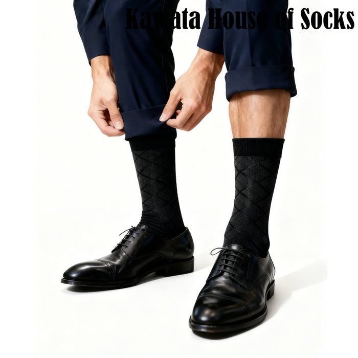 Diamond Pattern Bamboo Cotton Business Socks ( Plus Size Available )