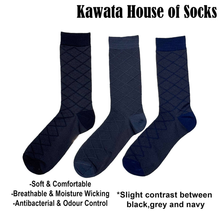 Diamond Pattern Bamboo Cotton Business Socks ( Plus Size Available )