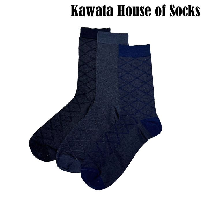 Diamond Pattern Bamboo Cotton Business Socks ( Plus Size Available )