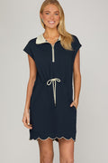 Drawstring Scallop Athletic Dress