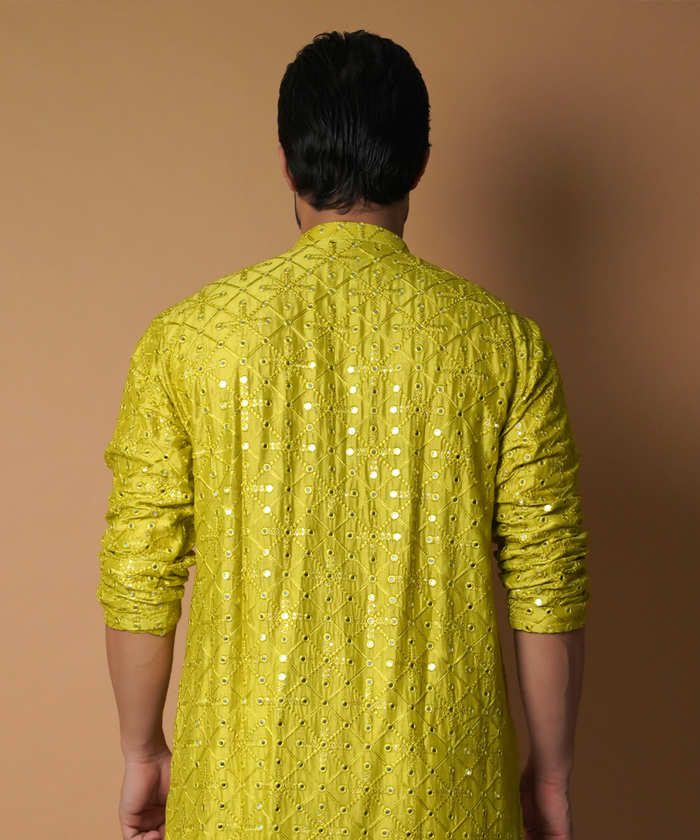 Dynamic 9mm - Olive Green embroidered kurta set
