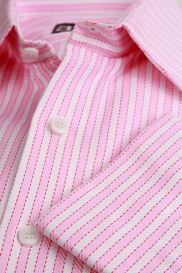 Elegance Pink Striped Formal Shirt