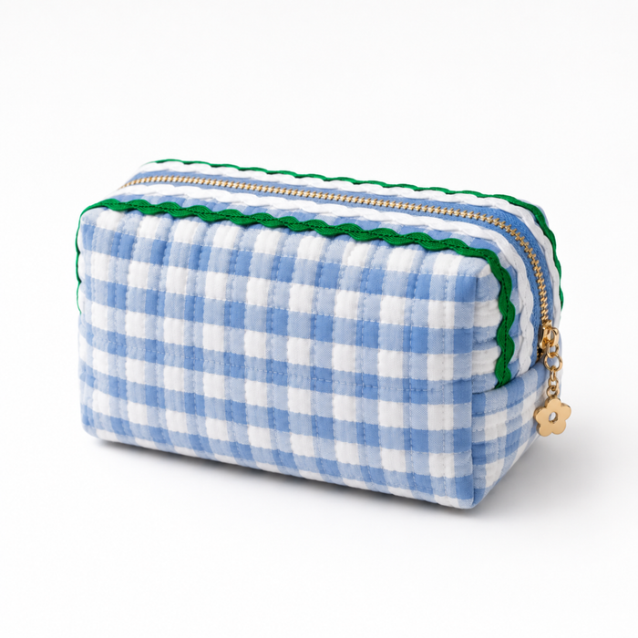 Ellison+Young Color Wave Gingham Cosmetic Case, Playful Details