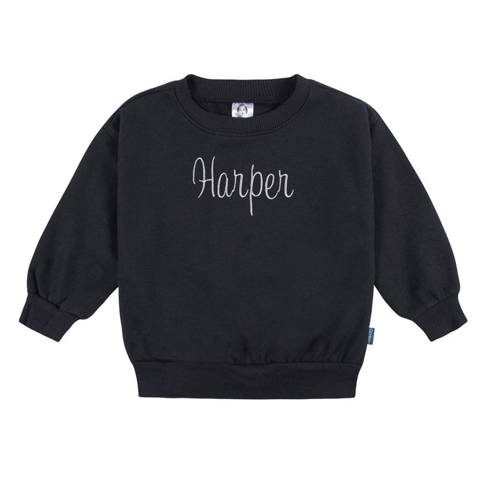 Embroidered 2-Piece Infant & Toddler Neutral Black Sweatshirt & Pant Set outfits Gerber®