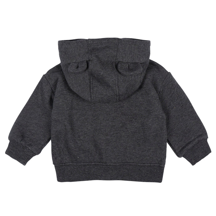 Baby Neutral Charcoal Heather Zip Front Sweatshirt Outerwear Gerber®