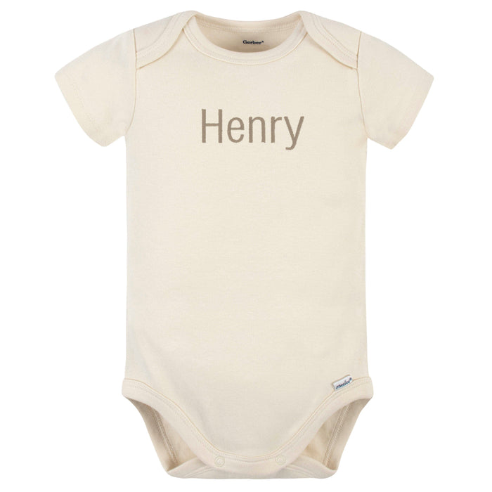 Embroidered Baby Neutral Natural Premium Short Sleeve Onesies® Bodysuit onesies Gerber®